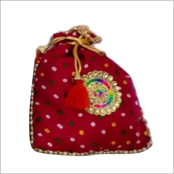 Cotton Fabric Satin Bandhani Potli Bag