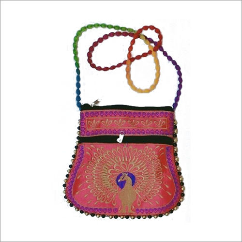 8x9 Inch Satin Moti Work Side Bag