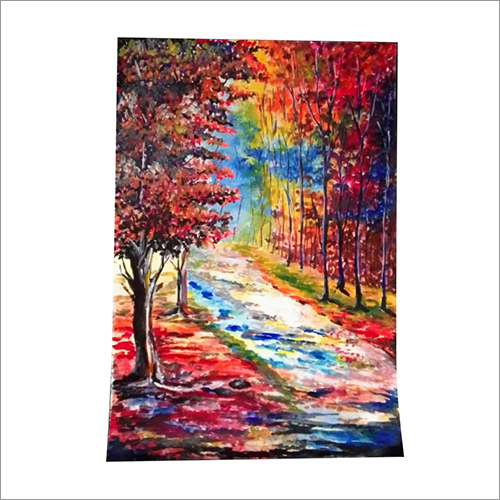 Beautiful Scenery Glass Binding Painting With Massonary Board Size: Different Available
