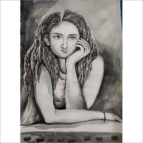 Thinking Acrylic Black and White Brush Stroke Painting