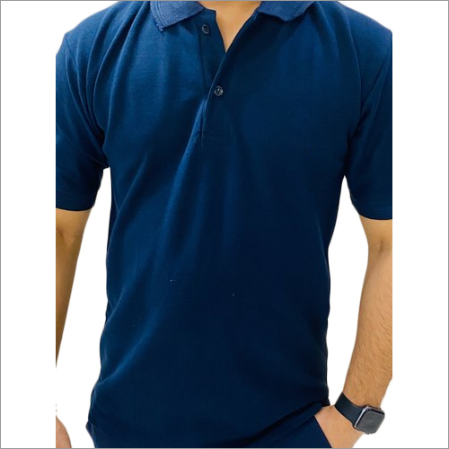 Cotton Mens Blue Corporate T Shirt