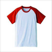 Mens Red and White Polyster T Shirt