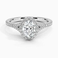Halo Diamond Engagement Rings In Lab Grown Diamond 14K White Gold 1.5 Ct  With Split Shank Side Diamonds