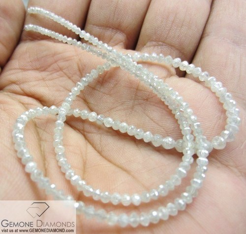 Natural White Diamond Beads Necklace Strands 16 inches