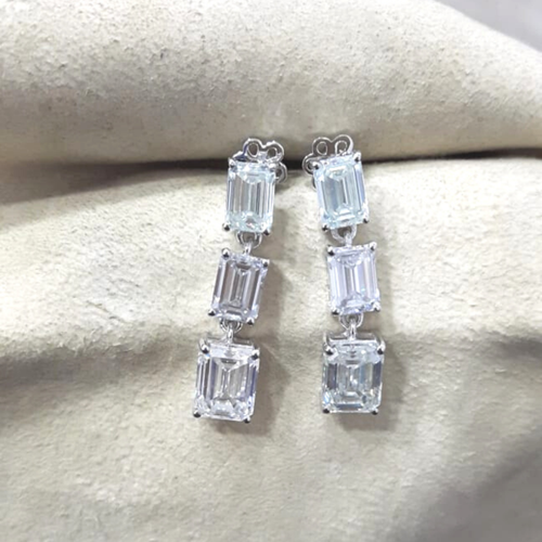 Fancy Moissanite Earrings Diamond Carat Weight: 4.00 Carat