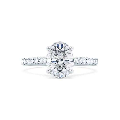 Diamond Engagement Ring In Oval Shape Lab Grown Diamonds 10K White Gold 1.5 CT
