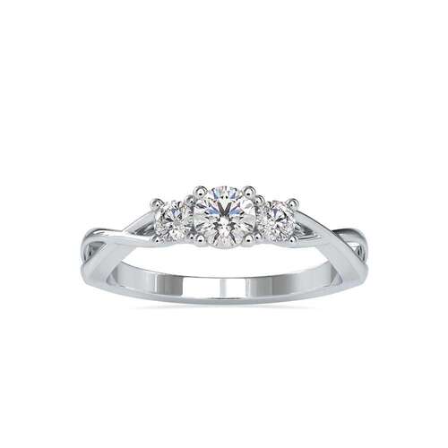 Diamond Ring In Twisted Style Lab Grown Diamonds 14K White Gold 1 Ct Diamond Clarity: Vs2