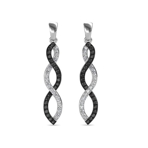 Diamond Drop Earrings In black And Synthetic Diamonds 10k White Gold 1 CT
