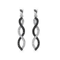 Diamond Drop Earrings In Black And Synthetic Diamonds 10k White Gold 1 Ct Diamond Clarity: Vs2