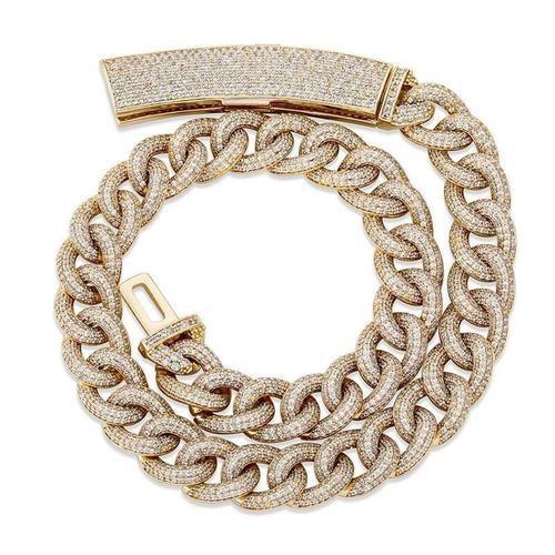 Miami Cuban Link chains In Natural Diamonds 14K Yellow Gold