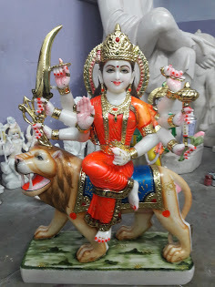 Multicolor Marble Maa Durga Goddess Statue