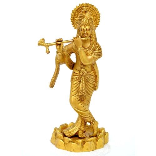 Metal Lord Krishna Brassware Statue By Aakrati