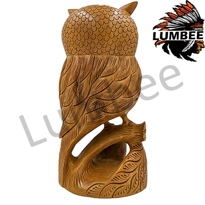 Wooden Handmade Carved Stand Owl Statue