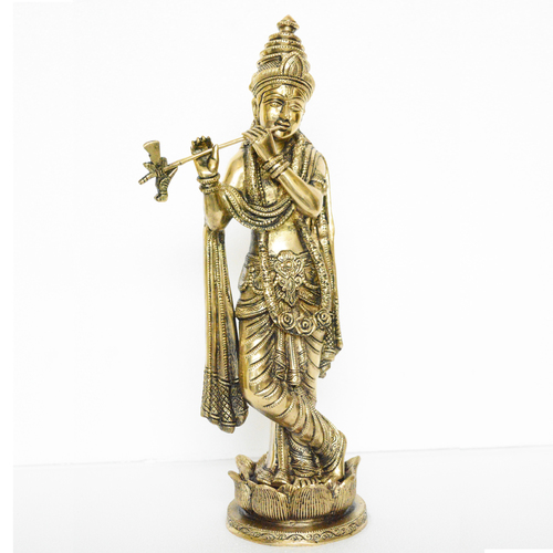Lord Krishna Playing Flute Statue of Brass