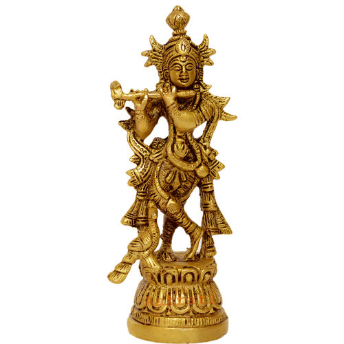 Lord Krishna Brass Made Hand Carved Designer Statue