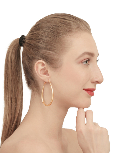Trendy Golden Plain Hoop Earrings For Women and Girls