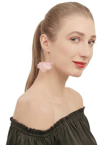 Stylish Pink Flower Drop Earrings For Women And Girls Weight: 20 Grams (G)