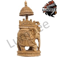 Handcrafted Wooden Maharaja Elephant Statue