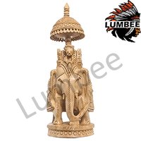 Handcrafted Wooden Maharaja Elephant Statue