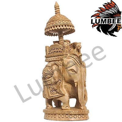 Handcrafted Wooden Maharaja Elephant Statue