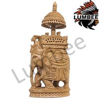 Handcrafted Wooden Maharaja Elephant Statue