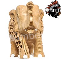 Handcrafted Wooden Simple Jali Elephant Sculpture