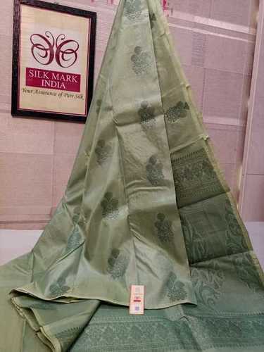 Green Pure Kanjivaram Soft Silk Saree With Antique Jarie