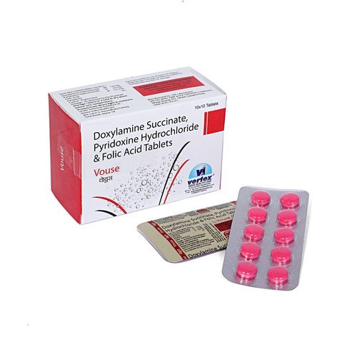 Doxylamine Succinate 10mg Pyridoxine Hydrochloride 10mg and Folic Acid 25mg Tablets