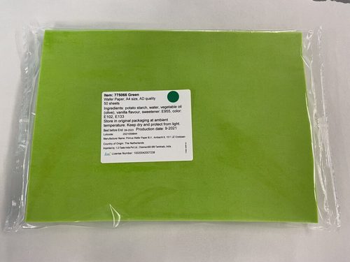 Primus Quality Edible Wafer Paper Type AD Green colour paper 775066