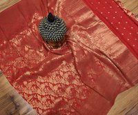 Khadi Georgette silk saree with gold jarie