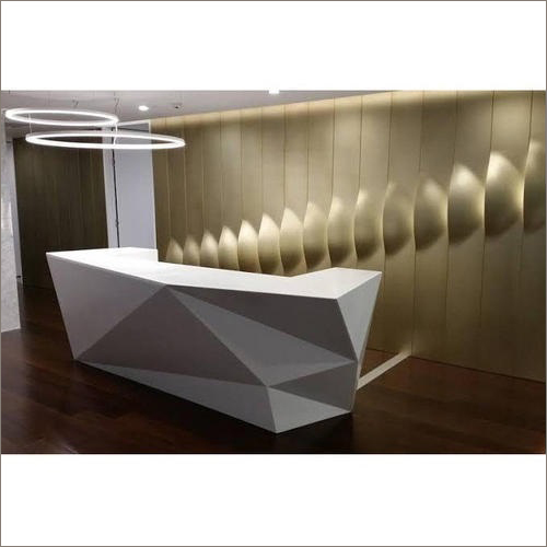White Corian Design Reception Table By MUSKAN ENTERPRISES