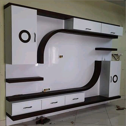 Corian Wall Wooden Showcase Design