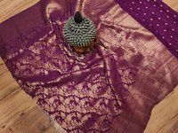 Khadi Georgette silk saree purple colour