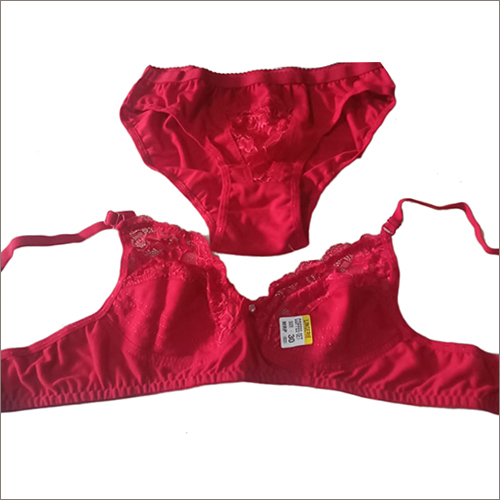 Ladies Red Color Cotton Bra Panty Set By AGRAWAL HOSIERY