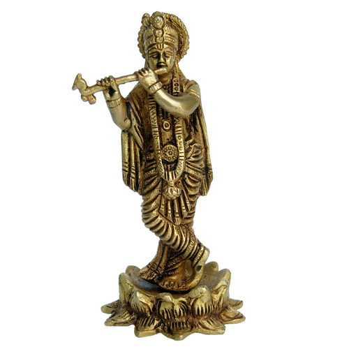 Krisha Standing on Lotus Brass Statue