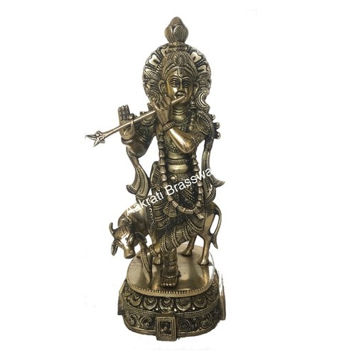Lord Krishna Standing Decorative Brass Statue