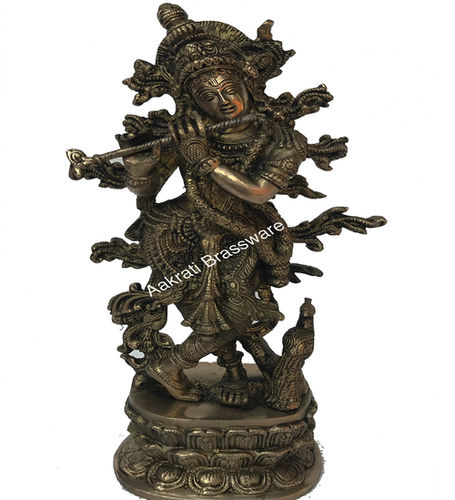 Lord Krishna Brass Made hand carved Pooja ghar Office decor Statue