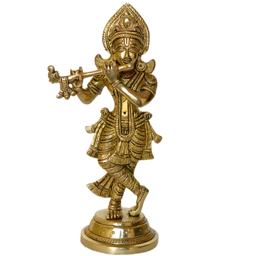 Lord Krishna Brass Made Hand Carved Designer Murti By Aakrati