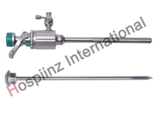 Stainless Steel 7 Mm Trocar With Flap Valve Only Smooth Cannula