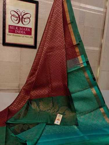 Marron Kanjivaram Pure Soft Silk