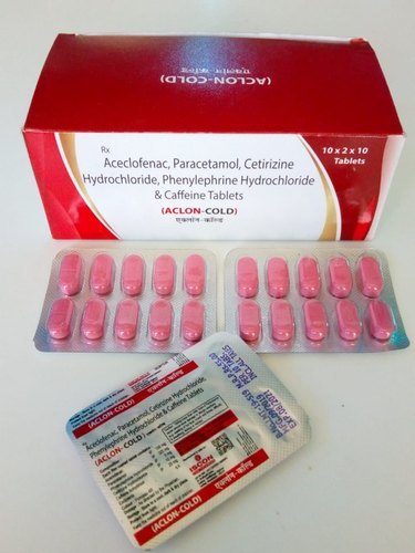 Aceclofenac Paracetamol Caffeine Phenyleprine Cetrizine Tablet