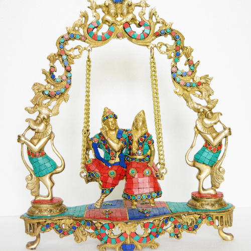 Radha Krishna Swing Statue Made of Brass