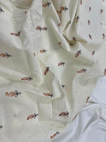 Embroidery Cotton Fabric - Kora Cotton, Multi-Colored Thread Work Butti | Exceptionally Soft, Washable, Quick Dry, Available in Different Colors
