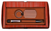 wooden keychain and pen set