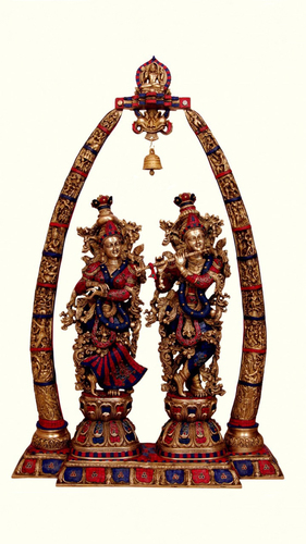Handicraft Radha Krishna Temple With Carving of Brass