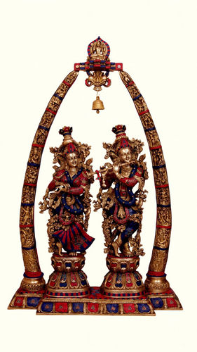 Handicraft Radha Krishna Temple With Carving of Brass