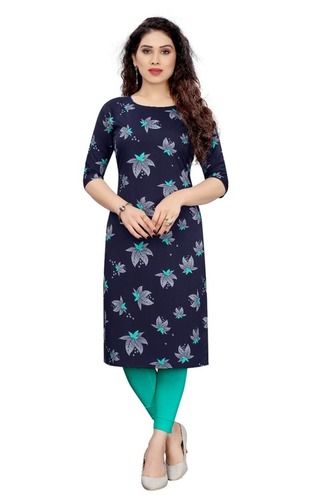 Multi Color Ladies Casual Printed Crepe Kurtis