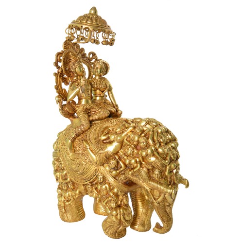 Radha Krishna Sitting on Elephant Royal Decorative figure Home Decor