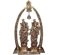 Metal Religious Radha Krishna Temple Statue Sculpture Murti Murthi Decorative Figure