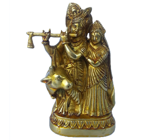 Glorious statue of Radha Krishna made of braass metal